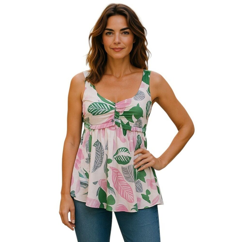 Kiko  Top Women's Size S Floral 100% Silk  Round Neck Brand New #194